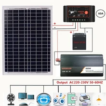 ADW Горячая 18V20W Панели солнечные+ 12В контроллер+ 800W Инвертор Dc12V-Ac230V Солнечный Мощность поколения комплект, для использования на улице и дома
