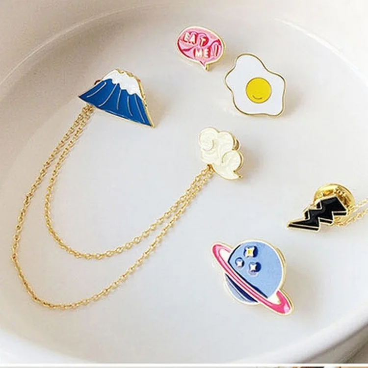 Fuji planet жареные яйца счастливый кот облако брошь на воротник булавка модные