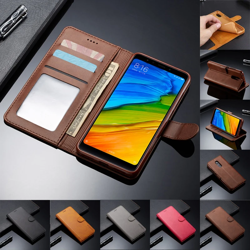 Магнитный кожаный флип чехол для телефона Xiaomi A1 A2 Lite Redmi 5A Note 6 Pro с карманом карт 4X