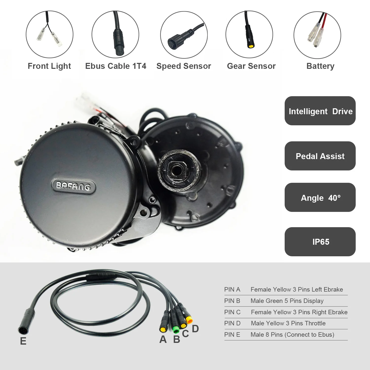 Bollfit Bafang BBS02B 36 В 350 Вт DPC18 дисплей средний центральный двигатель DIY комплект для