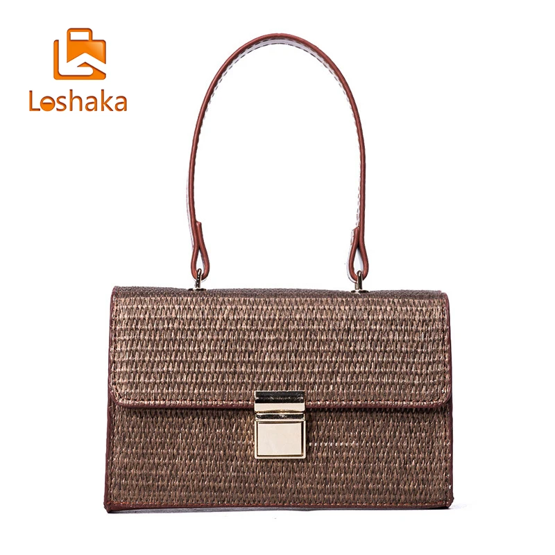 Loshaka соломы Вязание Сумки Для женщин сумка Лето Повседневное handlebag Bolsa feminina | Багаж