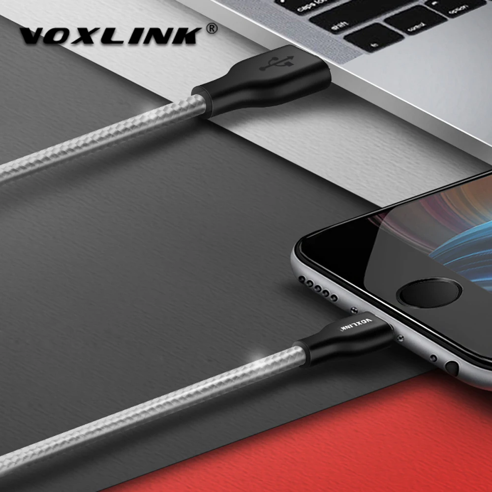 VOXLINK USB кабель с нейлоновой оплеткой для iphone X XS XR, usb-кабель для быстрой зарядки и синхронизации данных для iphone xs max 8 8Plus 7 6 6 S ipad mini