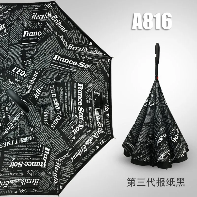 Umbrella A816 Ветрозащитный обратный зонт складной двойной слой перевернутый Chuva Зонты самостоятельно стоящий наизнанку абажур на дверной светильник в виде зонтика свободные руки зонтик - Цвет: Umbrella A816