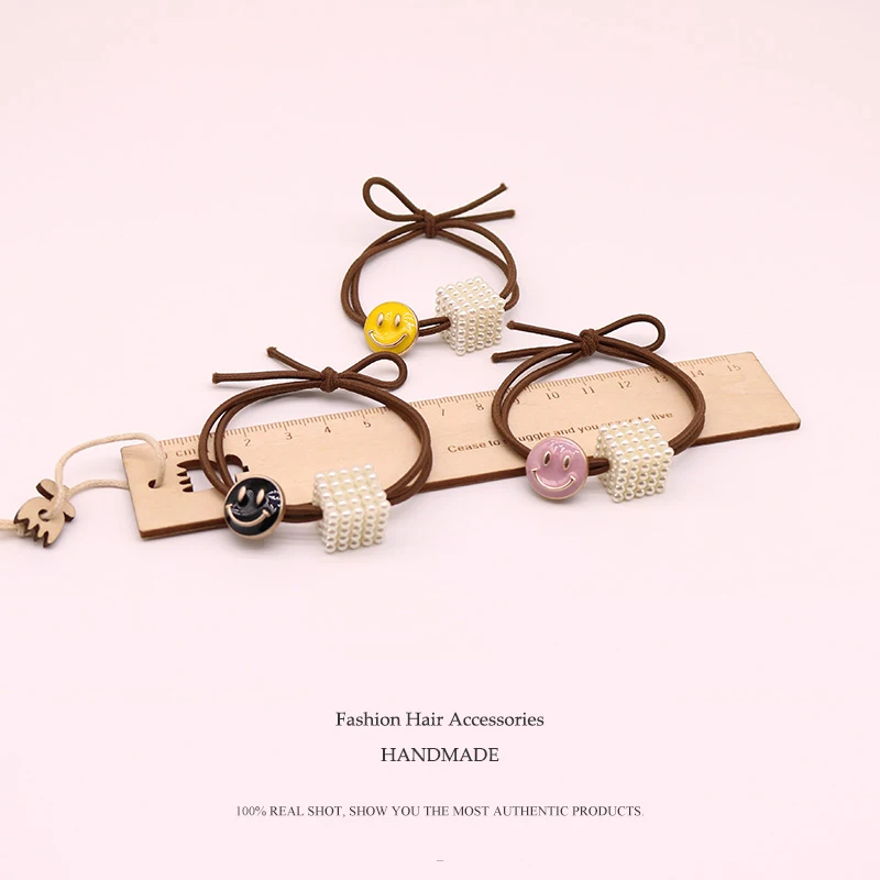 Euhra Polyester Sweet Elastic Hair Brands Candy Color Smiley Face Headwear |