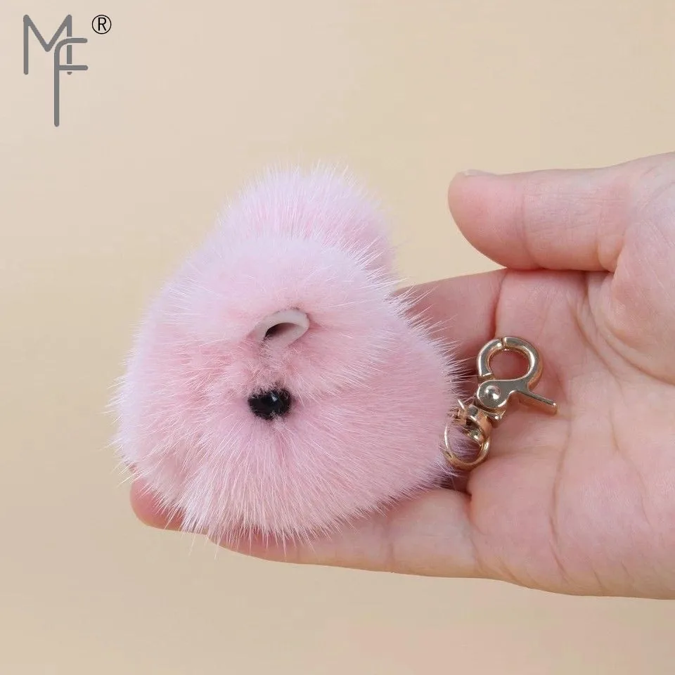 Minin 6cm Pink Magicfur-9 см/6 см натуральный мех норки кролик сумка кошелек автомобиль подвеска брелок телефон Шарм Мини Ctue кролик брелок аксессуары - Цвет: Minin 6cm Pink