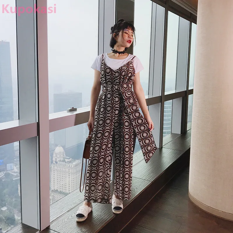 Лето 2017 г. новые печати Широкие брюки Lin Tai Брюки для девочек круглый Средства