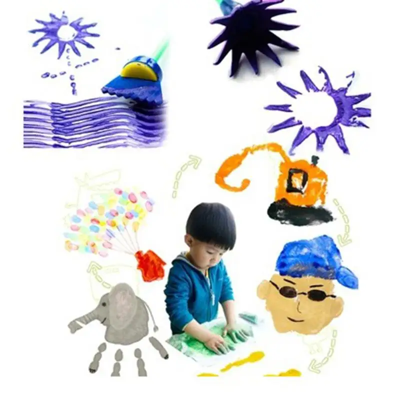 

4pcs/set Drawing Toys Rotate Spin Sponge Paint Draw Brush Kids Art Supplies DIY Flower Graffiti Sponge Brushes Educational Toy