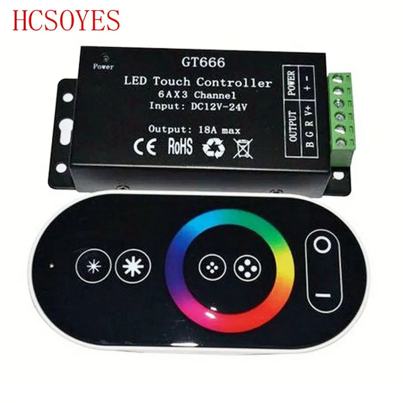 DC12 24V GT666 RF ИК пульт дистанционного управления RBG светодиодный контроллер 6Ax3channel