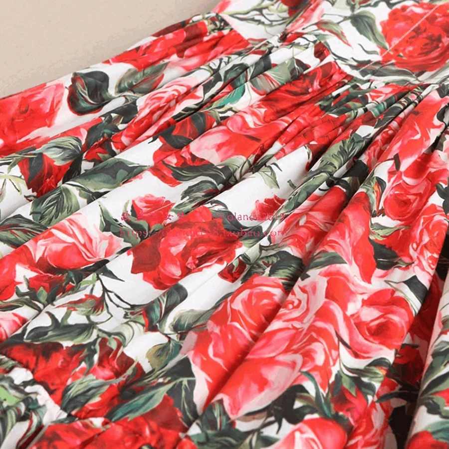 Винтаж Элегантные платья 2019 сезон: весна–лето модные красные печати дамы