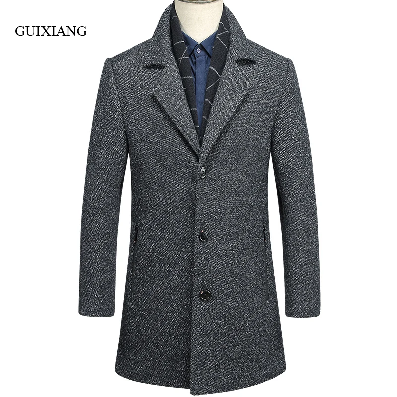 2017 новое поступление зимнее Стильное мужское изысканное шерстяное пальто