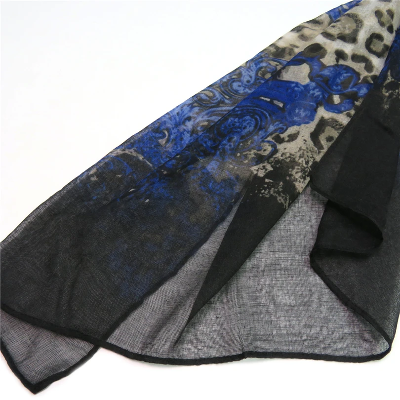 Шарф для женщин шали и шарфы 2017 мода обертывание бандана винтажный принт синие
