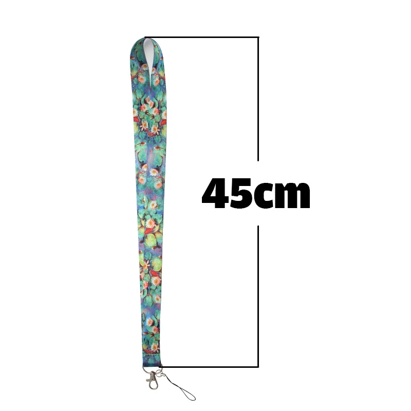 

V201 Claude Monet Lotus Straps Lanyard ID Badge Neck Straps Rope Chain Necklace Jewelry