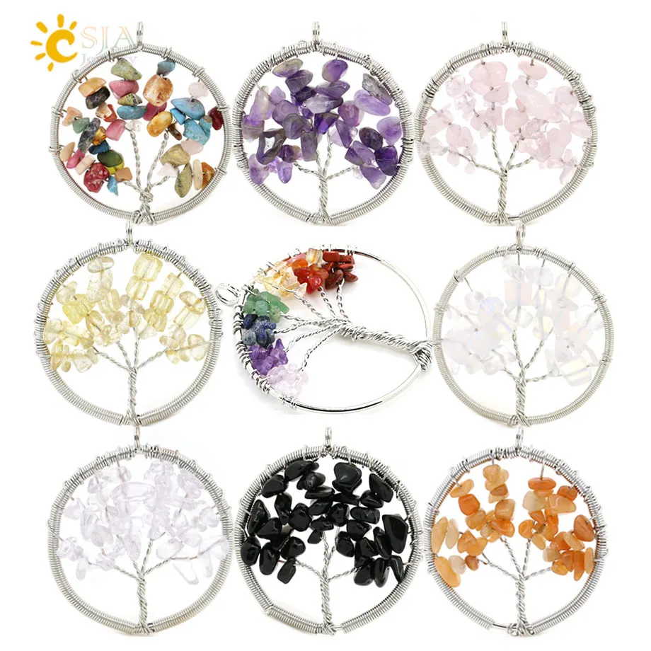 Женский кулон рейки CSJA из натурального камня с кристаллом исцеление радужная