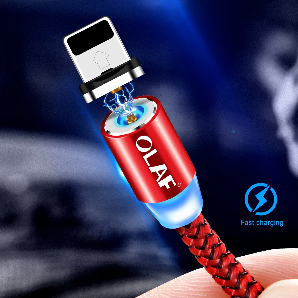 Магнитный USB-кабель OLAF 1 м 2 8 PIN для быстрой зарядки iPhone 6 7 Plus X XR XS XSMax магнитный