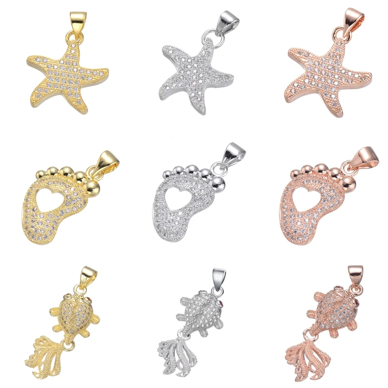 Новинка 2016 года ювелирные изделия золотая подвеска с цирконом|starfish pendant|gold starfish