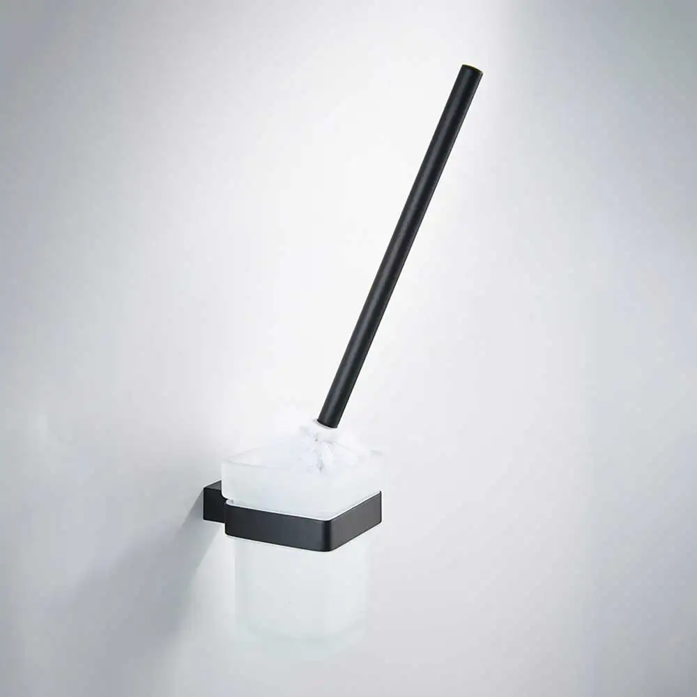 Toilet brush Holder Аксессуары для ванной комнаты, матовый черный держатель для бумаги, вешалка для полотенец, крючок для халата, держатель для туалетной щетки, аксессуары для ванной комнаты - Цвет: Toilet brush Holder