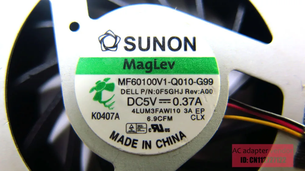 

FOR Dell 0F5GHJ F5GHJ SUNON MF60100V1-Q010-G99 laptop CPU fan