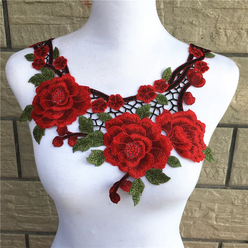 1 шт. 7 цветов вышивка цветной цветок воротник кружево полиэстер ткань Сделай Сам