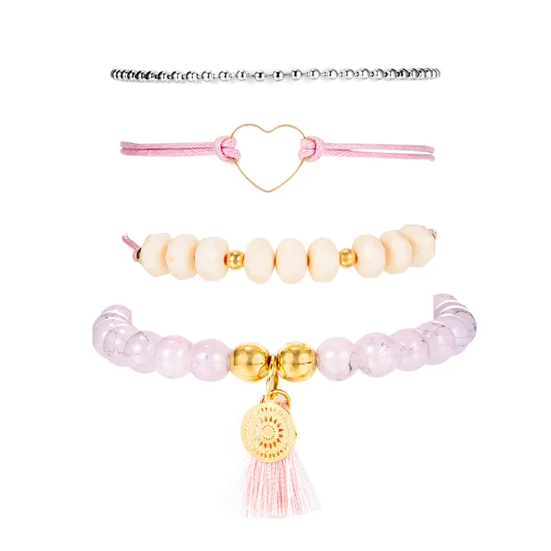 4 шт./компл. богемное сердце цепочка из бисера узор диск кисточки хрустальные