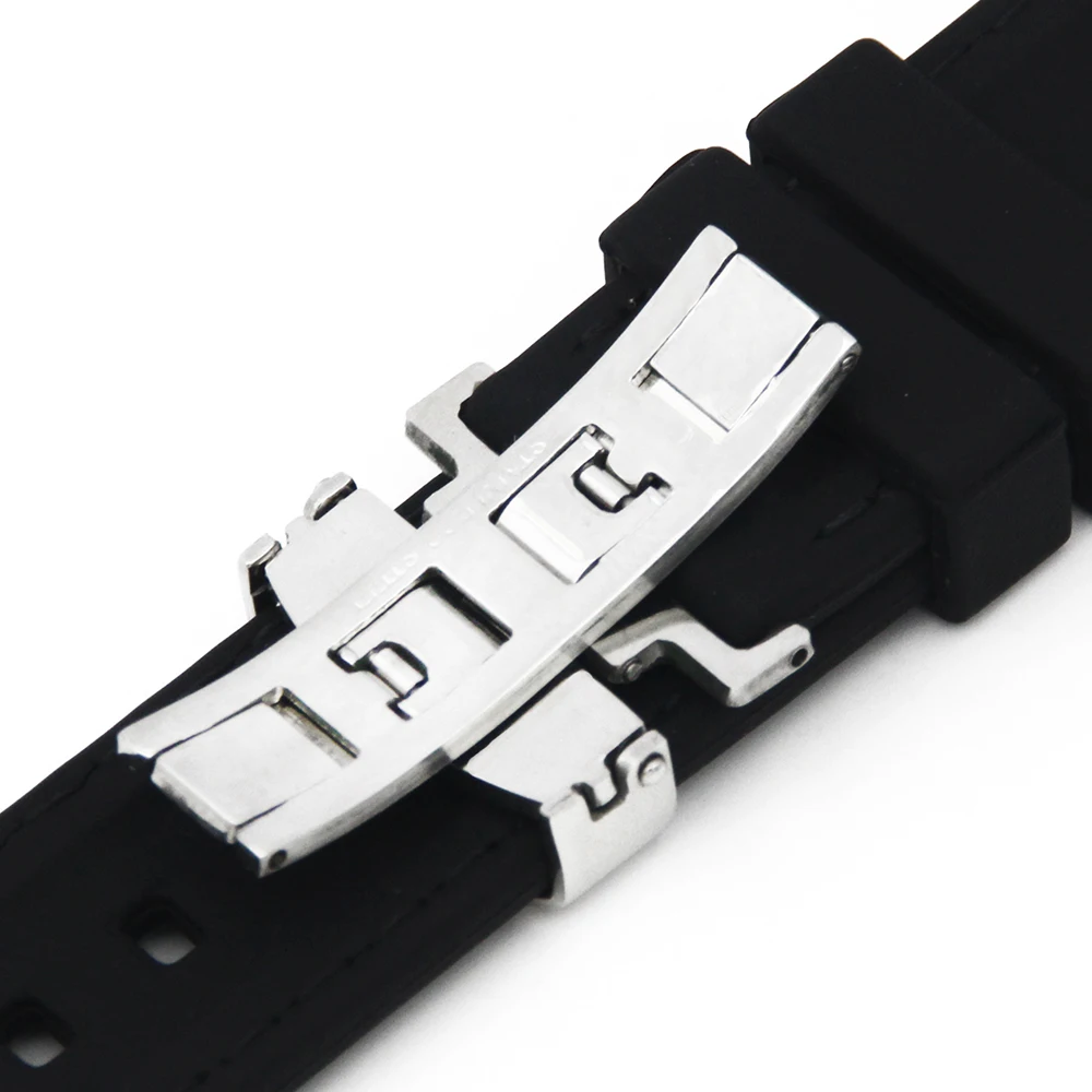 Silicone Rubber Watch Band 20mm 22mm 24mm for Tissot 1853 T035 T097 Hidden Clasp Strap Wrist Loop Belt Bracelet Black Red + Tool