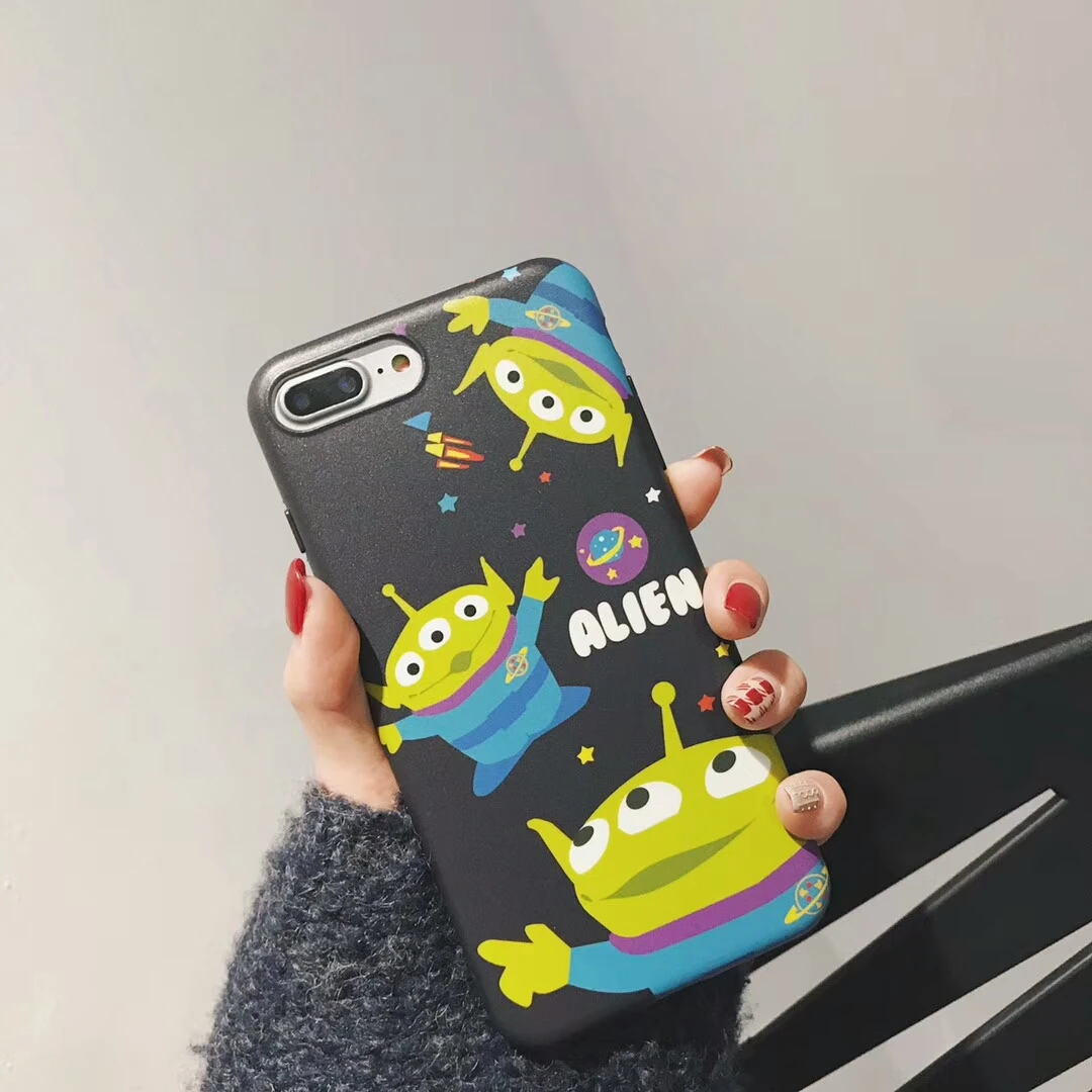 Cartoon Toy Story Cute Alien Three Eyes stitch Phone Case For iphone X 8 7 6 6s Plus animals Dinosaur Pig Cowboy imd Back Cover |