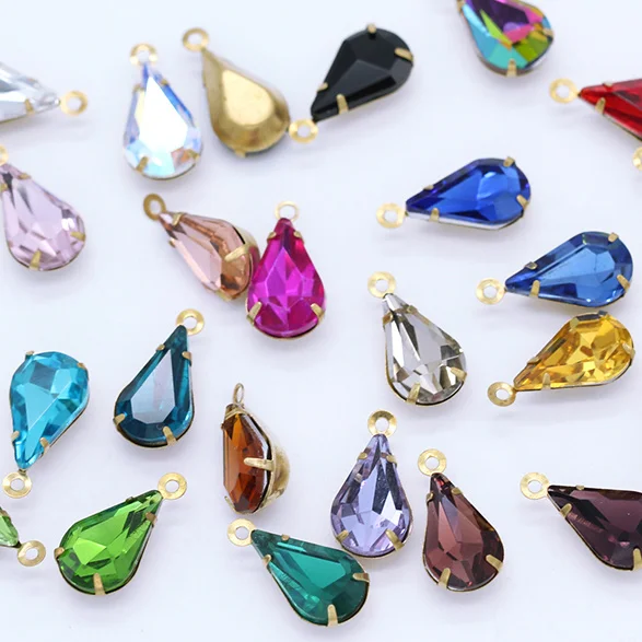randomly mix colors 20 p 6x10 мм обрамленные граненые хрустальные каплевидные подвески бусы серьги ожерелье головной убор разъемы латунная основа 1 Петля ювелирных изделий - Цвет: randomly mix colors