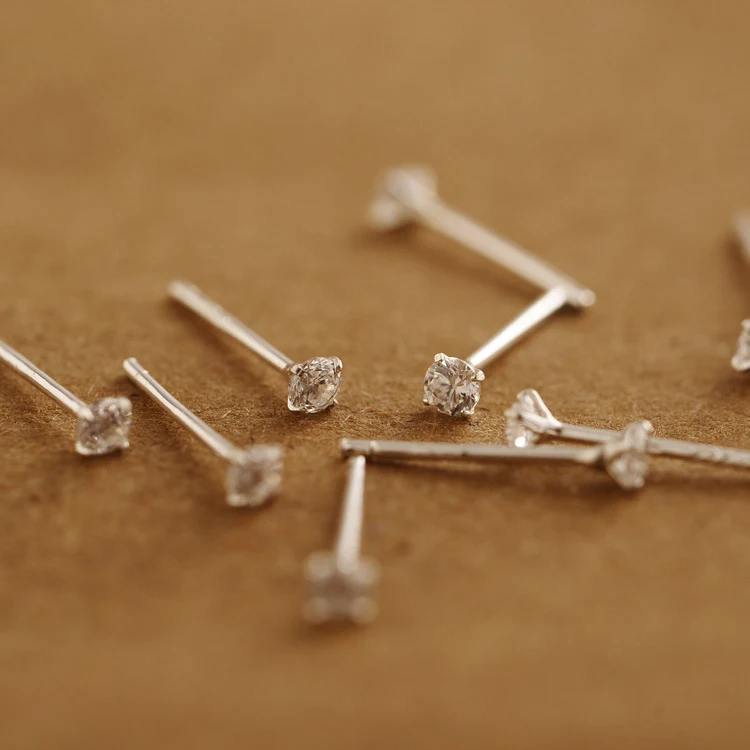 925 пробы sv мини серьги маленькие четыре когти простые Модные Простые Женские
