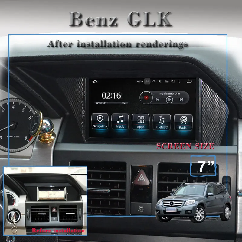 Головное устройство 7 &quotAndroid головное стерео мультимедиа GPS для Mercedes Benz GLK X204 2010 2011