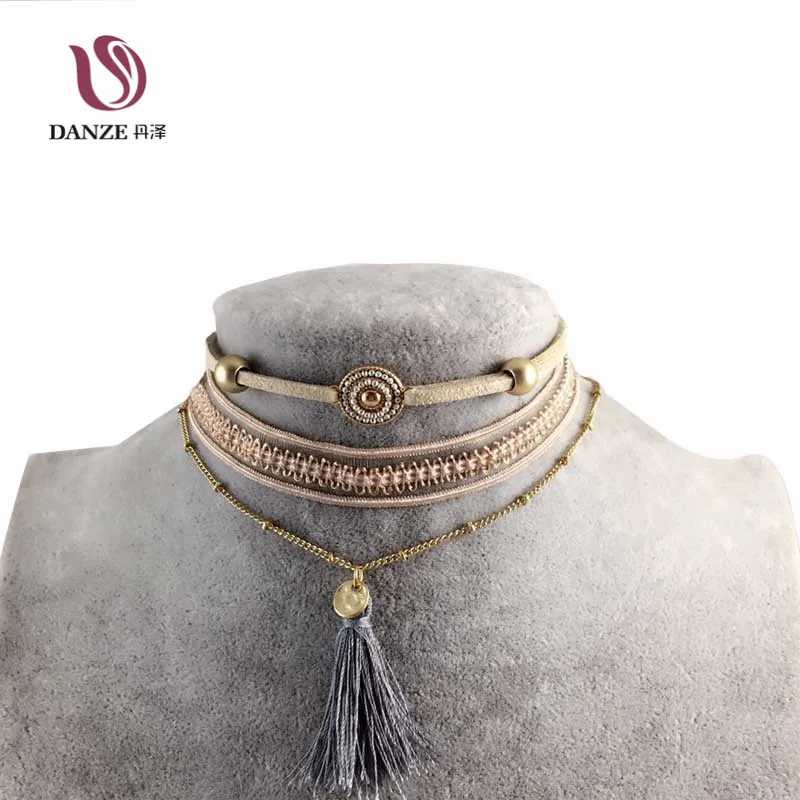 DANZE 3 шт./лот богемное ожерелье с длинной кисточкой наборы для женщин коричневые