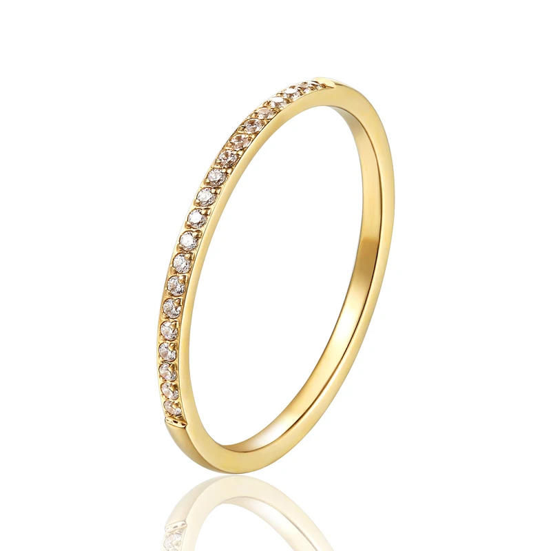 

1.5mm Wide Fine workmanship Zircon Ring For Women Top Quality Titanium Steel Gifts for lovers Jewelry Wedding Ring Wholesale