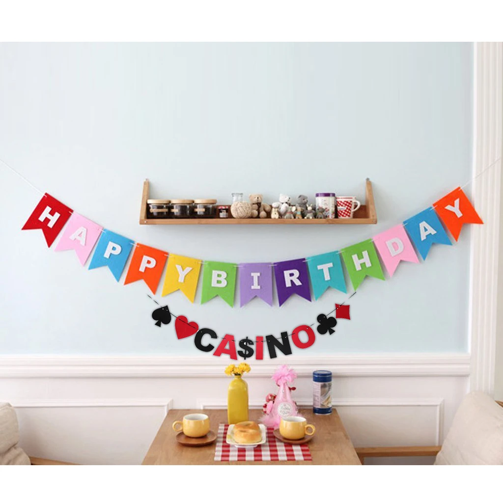 Hanging Bunting Pennant Party Banner - Decorations Black Red | Дом и сад