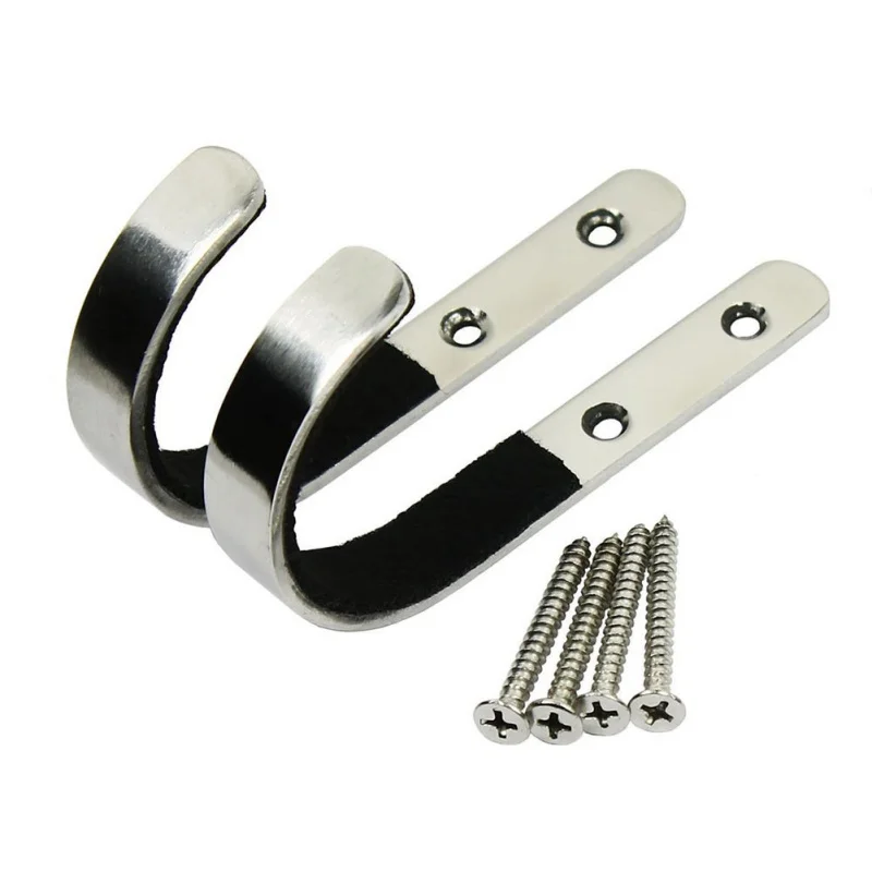 

1 Pair Hunting Accessories Wall Mount Storage Rack J Shape Stainless Steel Anti-Scratch Hooks Hangers Holder New