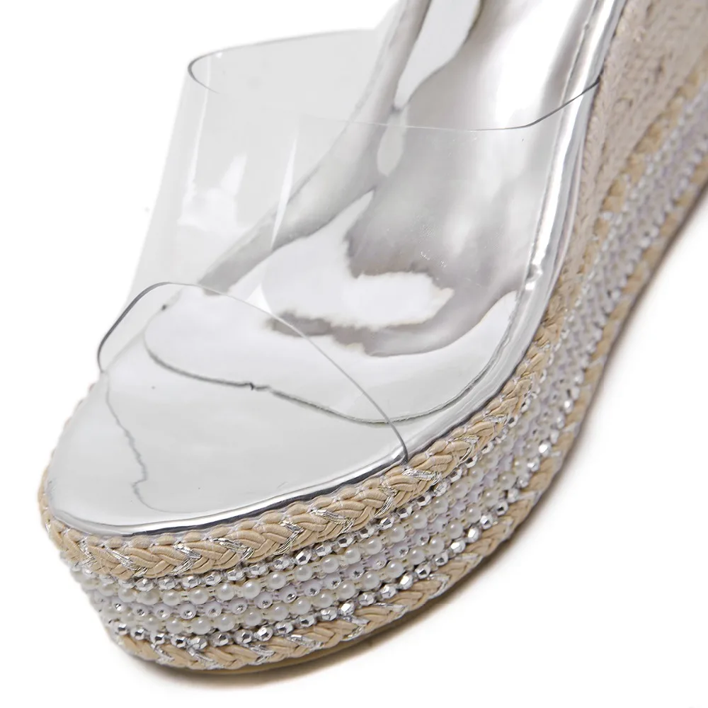 Bigtree женские туфли-лодочки с украшением в виде кристаллов прозрачные сандалии