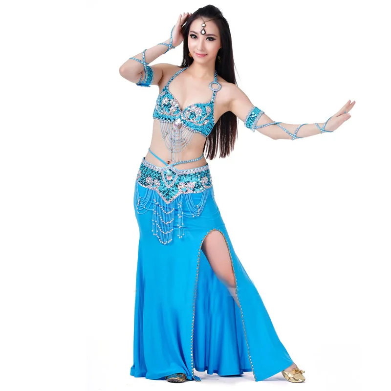 Сценический роскошный набор костюма для танца живота одежда 4 шт. костюм из