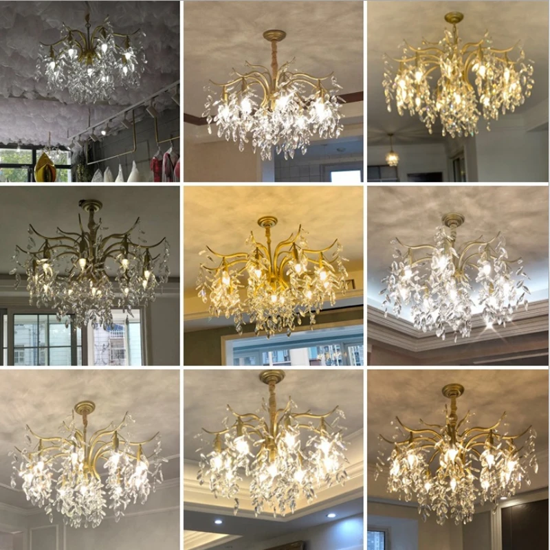 Современный минималистичный светильник для гостиной, столовой, креативная художественная люстра, Европейская спальня, Золотая хрустальная люстра, светильник