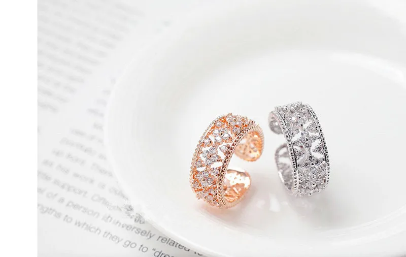 Женские серебряные кольца CC открытые Свадебные с клевером ювелирное изделие