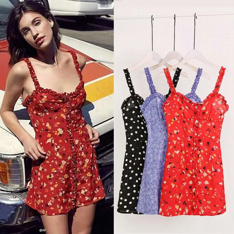 Сексуальное летнее платье с оборками и цветочным принтом богемное пляжное