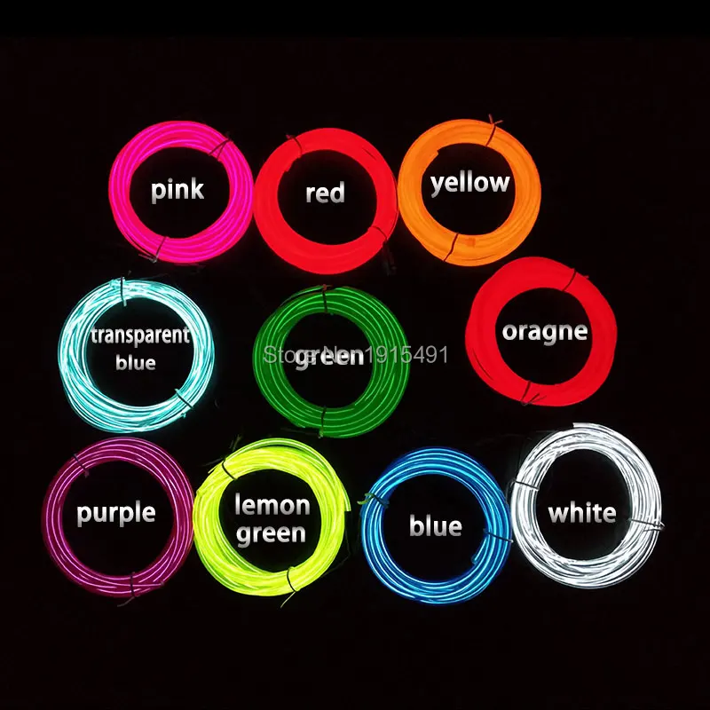 

10 Color 3Meters LED Strip Flexible Neon Light EL Wire Rope DC-3V Drives For Car Interior Moulding Decoration
