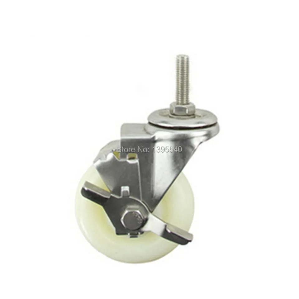 

New 4''Swivel Wheel Caster Industrial Castor Univeral Wheel Nylon M12 360Degree Rolling Brake Medical Heavy Caster Bearing Wheel