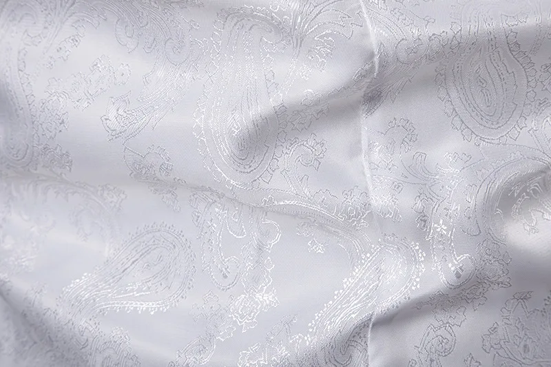 Mens Casual Luxury Print Dress Shirts Brand Mandarin Collar Paisley Jacquard Slim Shirt Party Wedding Club Social White | Мужская одежда