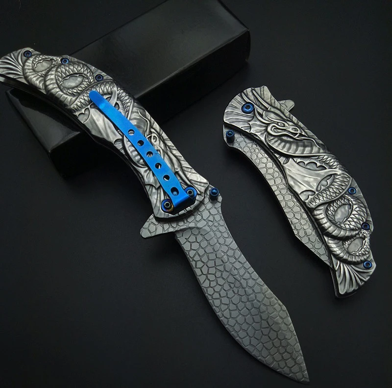 Складной карманный нож с 3d драконом коллекционный для выживания кемпинга