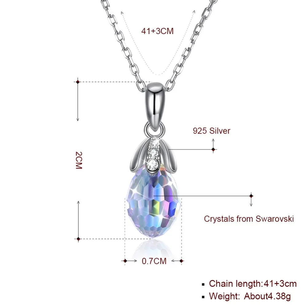 925 Sterling Silver Necklaces Romantic Women Water Drop Crystal Pendant S925 Lady Party Neck Wears Fine Jewelry Charm | Украшения и