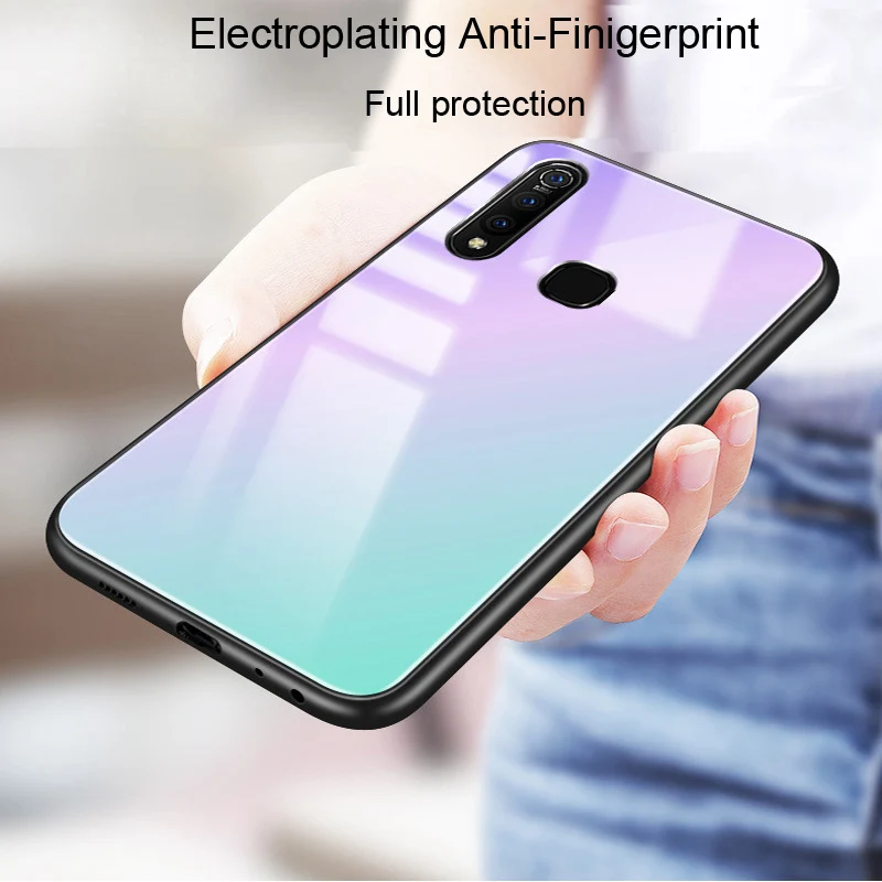 Закаленное стекло крышка для VIVO Z5X z5x градиентный цвет задняя крышка для VIVO Z5 X Мягкие силиконовые чехлы для телефонов VIVOZ5X Funda