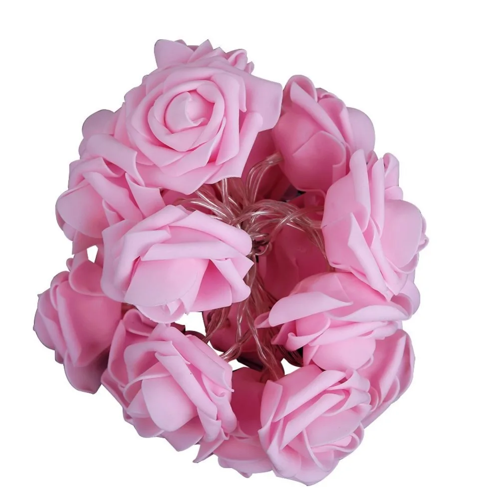 

Battery Powered 2.2M 20LED Pink Rose flower String Lights Clear Cable bedroom decoration wedding Party indoor girl birthday gift