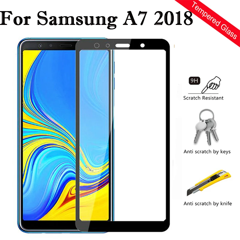Защитное стекло закаленное для Samsung A7 2018 A750 A730 A 7 7a A72018 750 730 SM-A750 | Мобильные