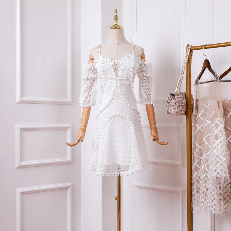 Vestido Banco Открытое сексуальное летнее платье с открытыми плечами 2019 кружевное