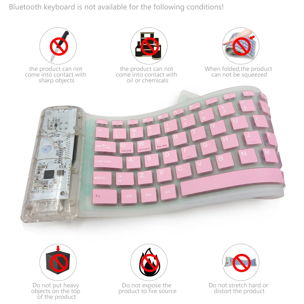 3.0 Bluetooth клавиатура Roll Up Teclado 87key 108key Беспроводной Мягкие силиконовые тишины для