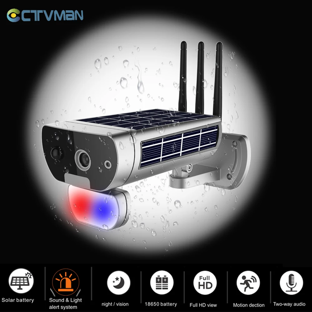 CTVMAN 1080P Солнечная камера безопасности, Солнечная wifi камера, внешняя беспроводная Solars камера s IP 2MP CCTV, Домашняя безопасность P2P