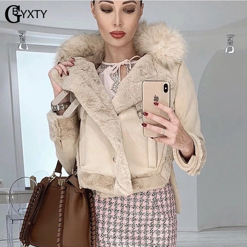 GBYXTY/винтажная Толстая замшевая кожаная зимняя куртка и пальто 2019 Женская