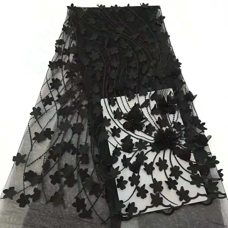 Африканская кружевная ткань 2018 3D цветок нигерийские кружева для невесты высокое